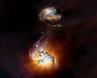 Clash of Titan Galaxies - 13 Billion Years Ago