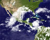 Double tropical storms dump heavy rains in Mexico