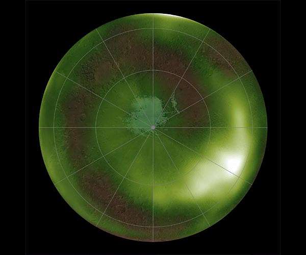A green glow in the Martian night