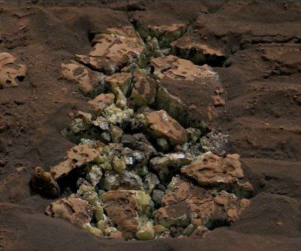 NASA rover finds pure sulfur crystals in Martian rock