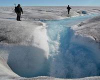 Meltwater on Greenland's ice sheet contributes to rising sea levels