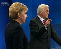 German rivals joust on jobs, nuclear power at TV debate