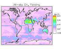 Methane's effects on sunlight vary by region