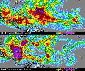 NASA Compares Rainfall of 2010 and 2005 Atlantic Hurricane Season Rainfall