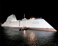 USS Zumwalt departs for its first sea trials