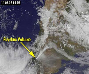NASA/NOAA GOES Project Releases 2 Week Movie of Chilean Volcanic Eruption